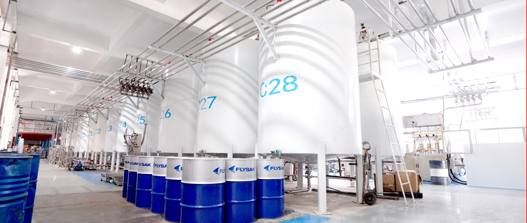 FLYSAK branded lubricant drums